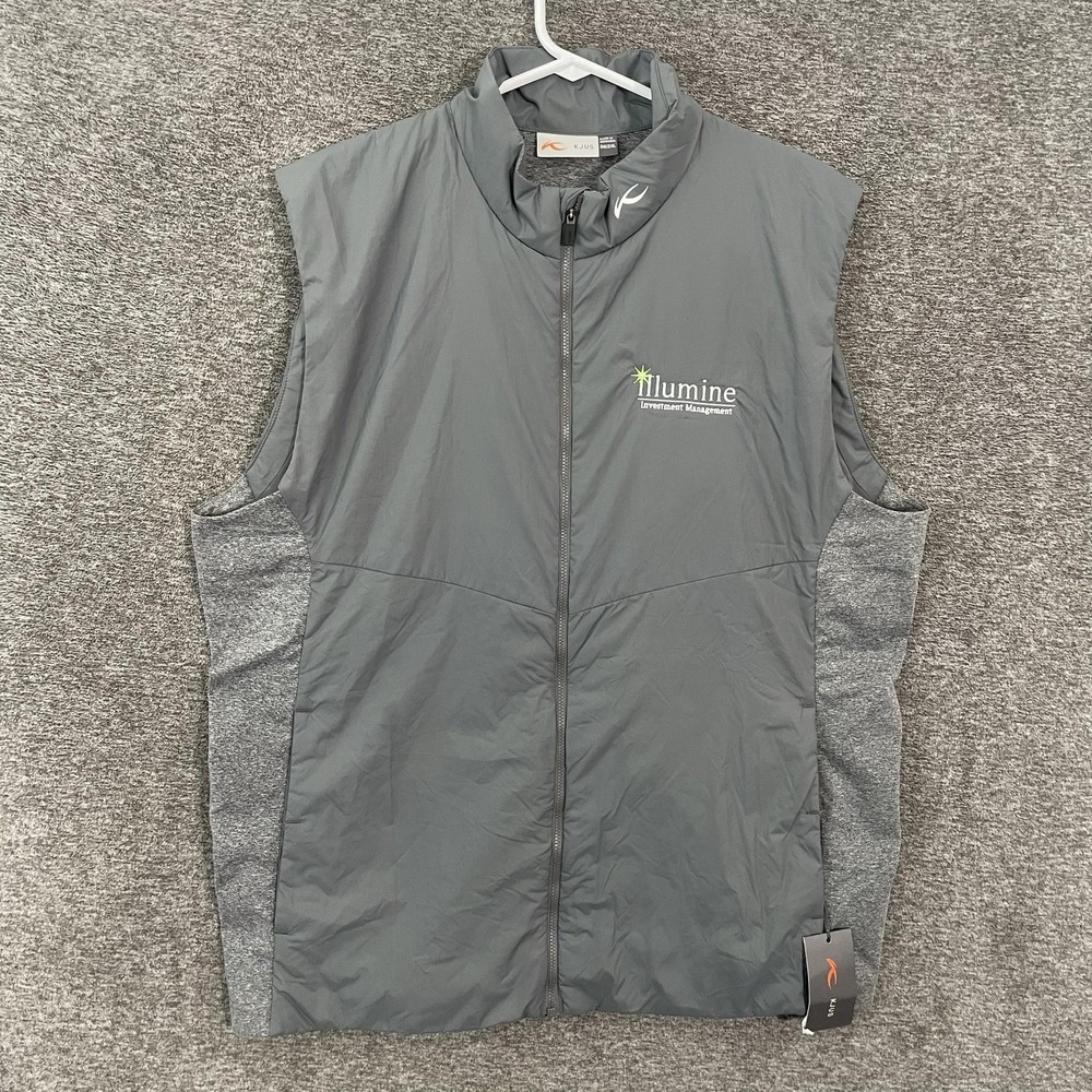 KJUS Radiation Vest Mens 2XL Gray Softshell Insulated Full Zip Illumine Logo